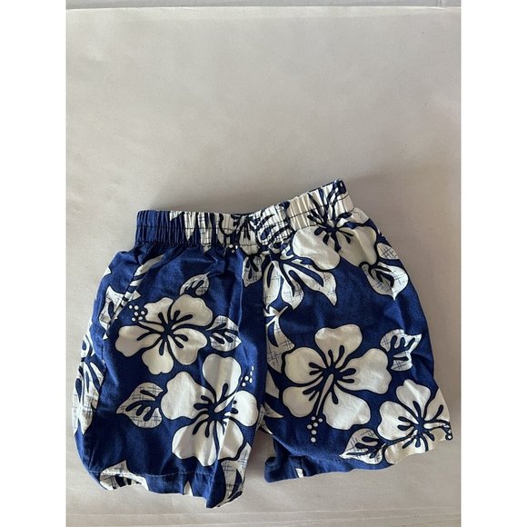 Island Wear Hawaiian Boys Shorts Floral Blue White Size XS - Picture 3 of 7